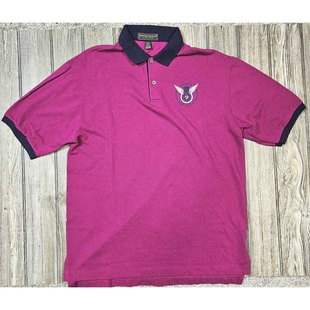 Antique Motorcycle Club Of America Vintage Polo Mens Sz Large Embroidered